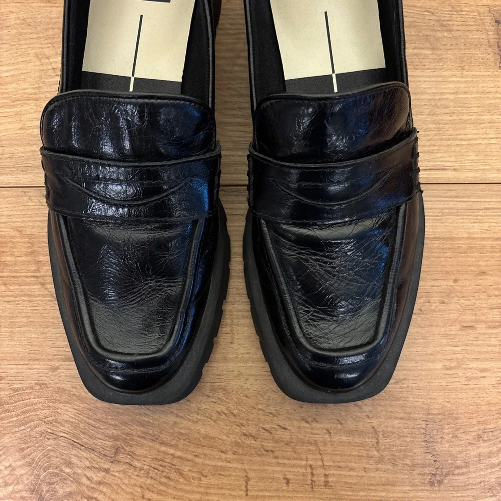 DOLCE VITA Elias Loafer Black Women Size 8.5 Lug Sole Platform Casual Office